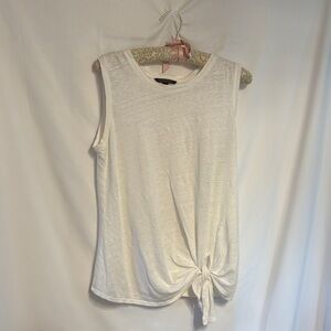 Banana Republic White Signature Linen Women’s Tie-Front Sleeveless Tank SZ M